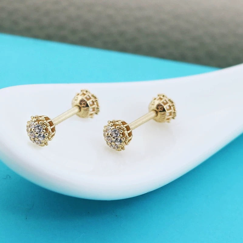 Twin Cluster Barbell Stud Earrings