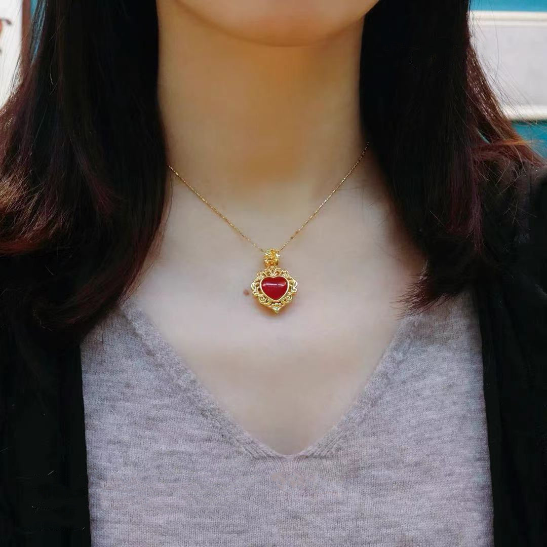 Victorian Ruby Heart Charm Pendant