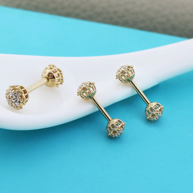 Twin Cluster Barbell Stud Earrings