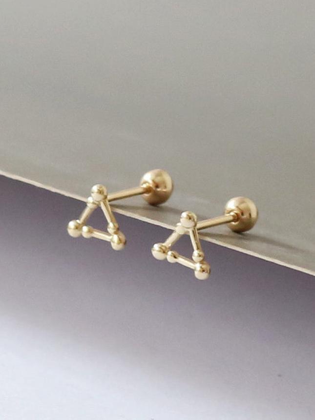 Guilloche Triangle Stud Earrings