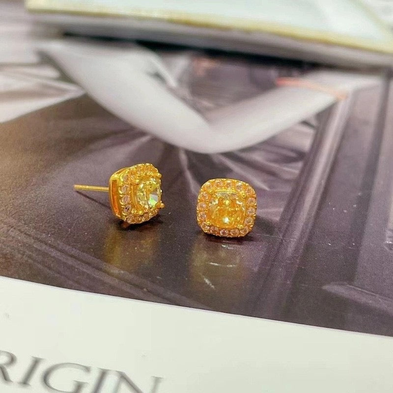 Cherish Amber Stone Stud Earrings