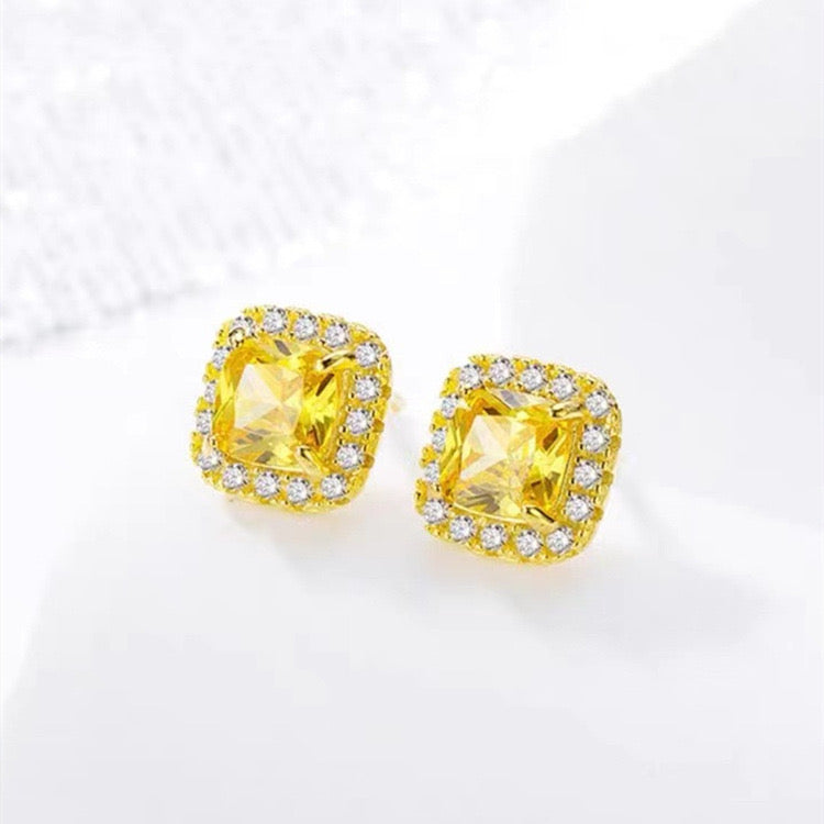 Cherish Amber Stone Stud Earrings