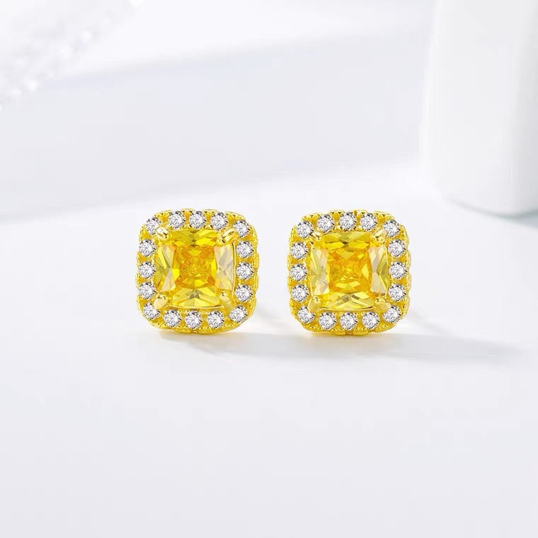 Cherish Amber Stone Stud Earrings