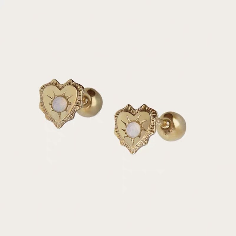 Greta Opal Heart Stud Earrings