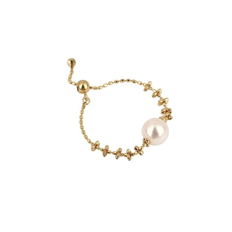 Adjustable Akoya Pearl Cross Chain Ring