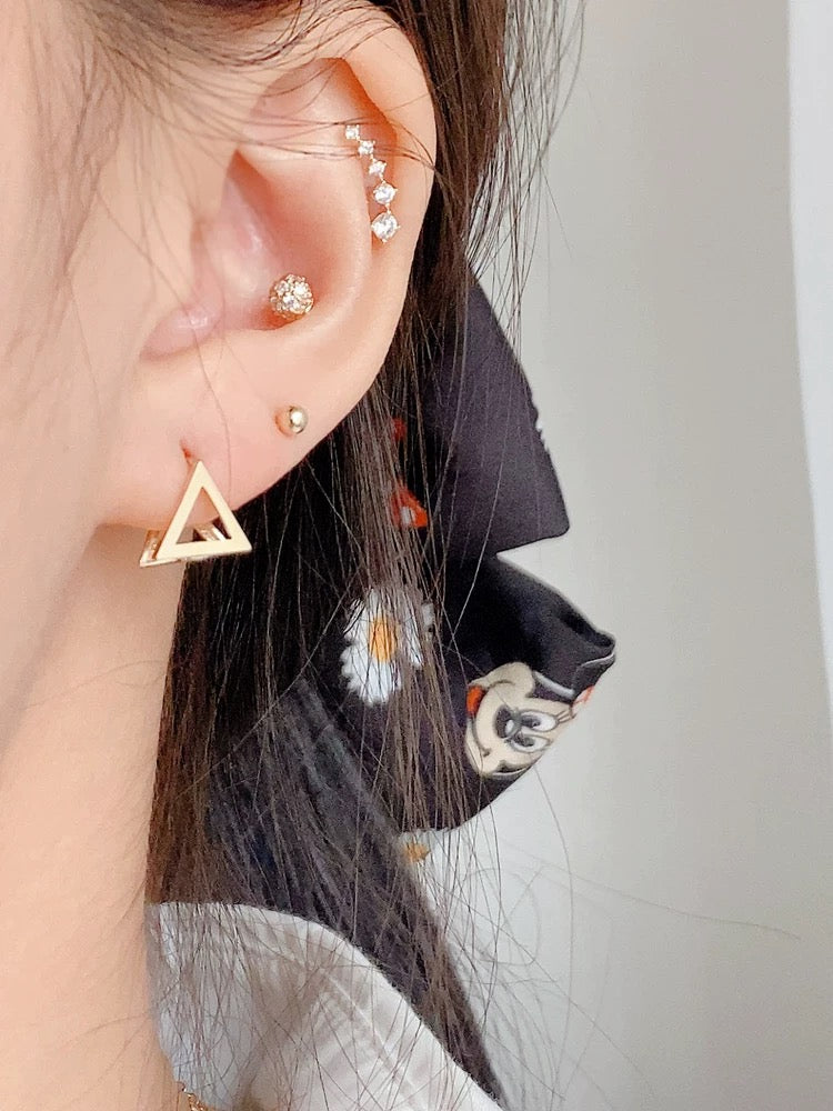 Pyramid Fold Huggie Hoops