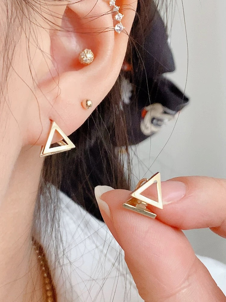 Pyramid Fold Huggie Hoops