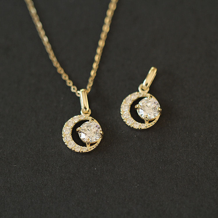 Paramount Solitaire Moon Charm Necklace