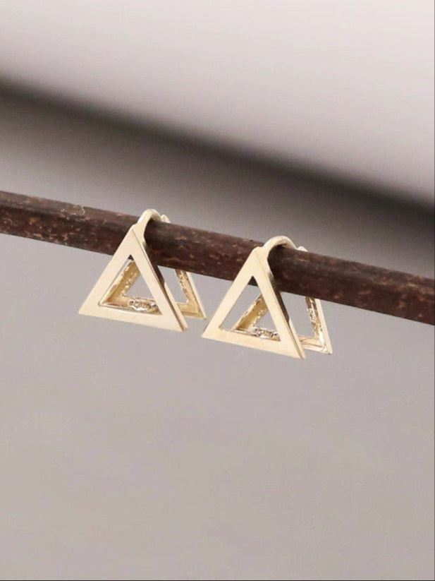 Pyramid Fold Huggie Hoops