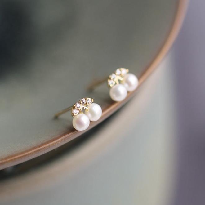 Cherry Pearls Stud Earrings