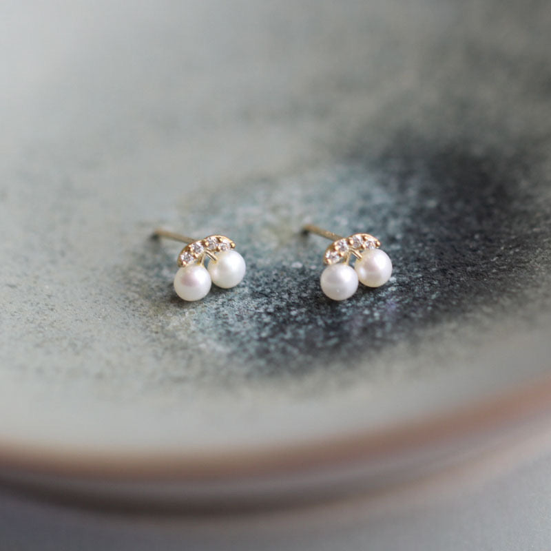 Cherry Pearls Stud Earrings