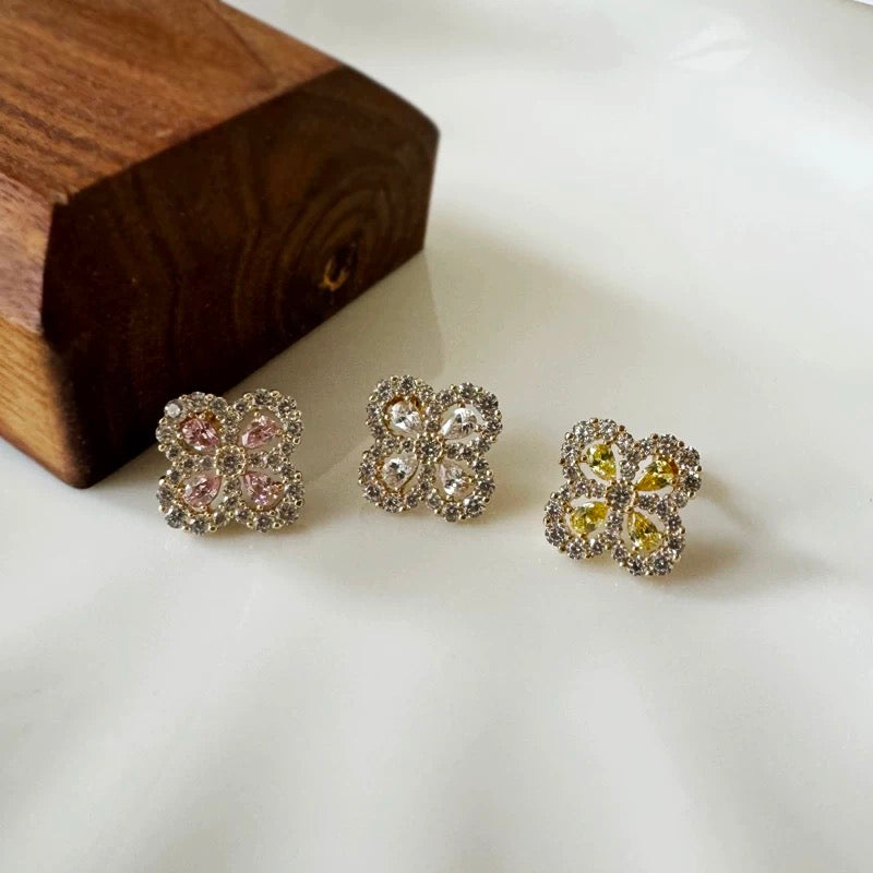 Large Chandelier Clover Stud Earrings