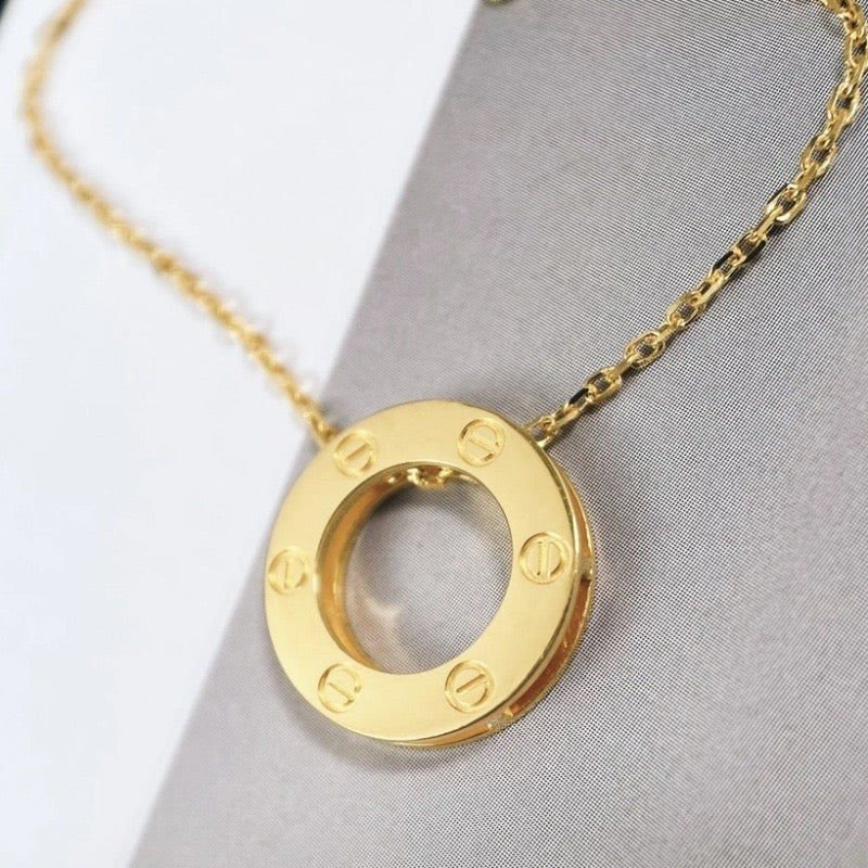 Love Screw Ring Charm Necklace