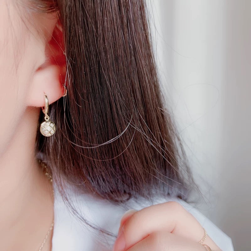 Hanging Pineapple Discs Hoop Earrings