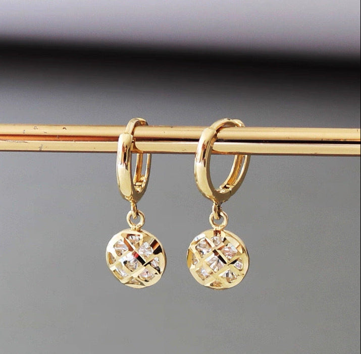 Hanging Pineapple Discs Hoop Earrings