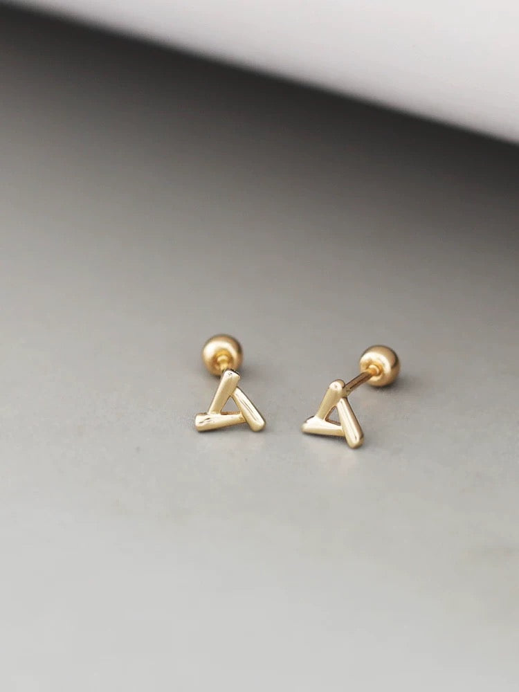 Geometric Triangle Square Stud Earrings