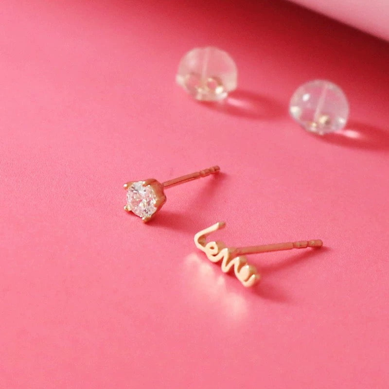 Love & Solitaire Stud Earrings