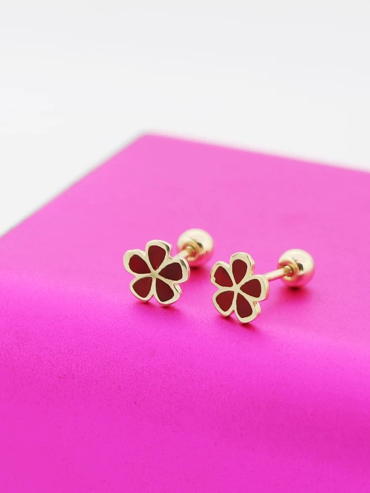 Fiesta Flower Plate Stud Earrings