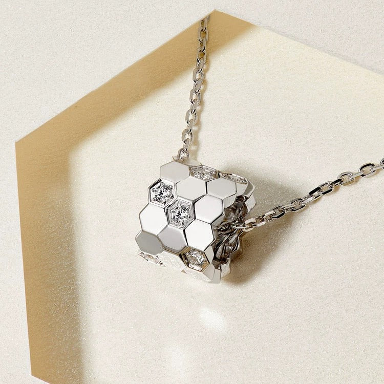 Hexagon Tiled Wheel Charm Necklace