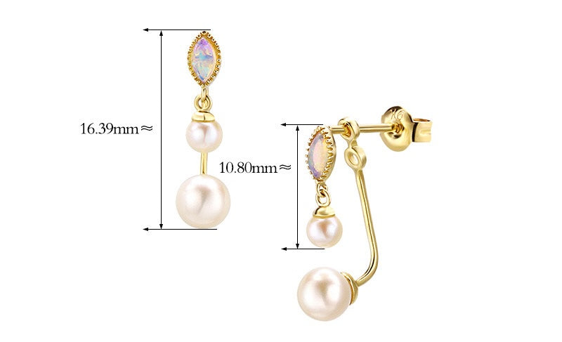 2 Piece Hanging Pearl Tap Stud Earrings