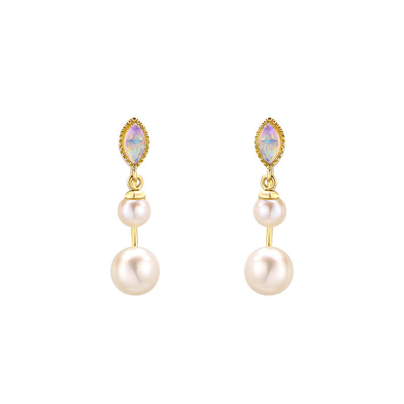 2 Piece Hanging Pearl Tap Stud Earrings