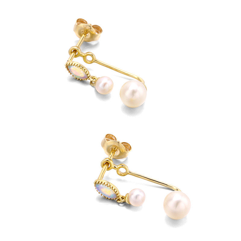 2 Piece Hanging Pearl Tap Stud Earrings