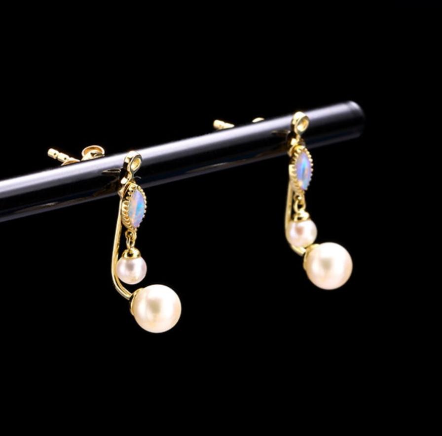 2 Piece Hanging Pearl Tap Stud Earrings