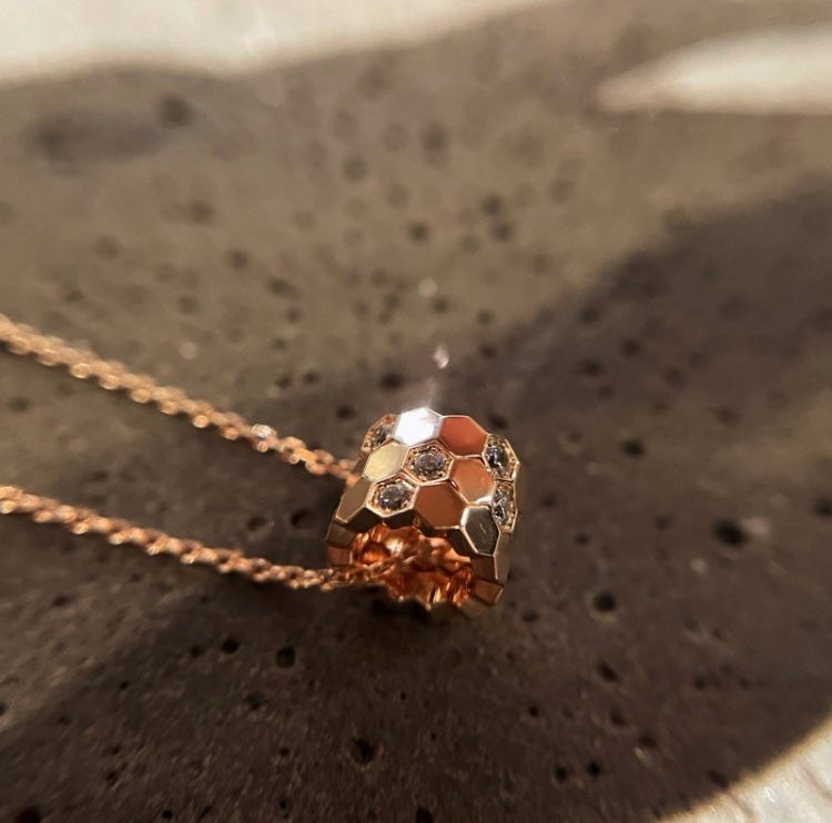 Hexagon Tiled Wheel Charm Necklace