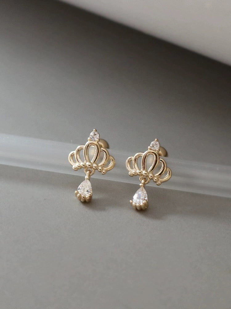 Coronet Pear Drop Stud Earrings