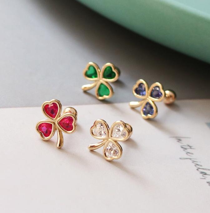 Window Clover Leaf Stud Earrings