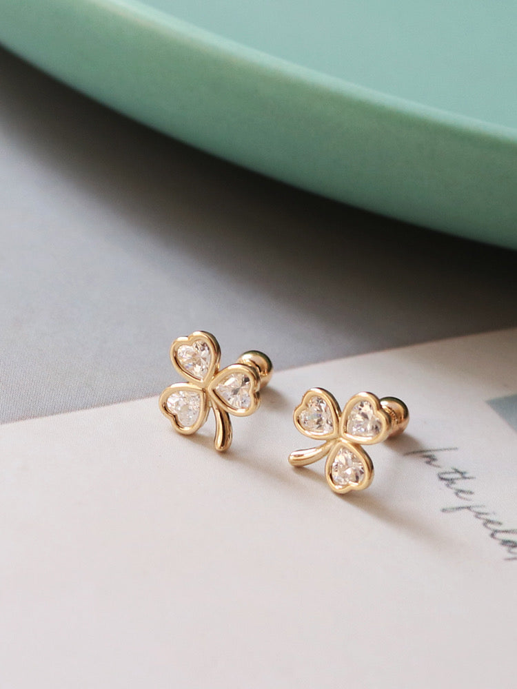 Window Clover Leaf Stud Earrings