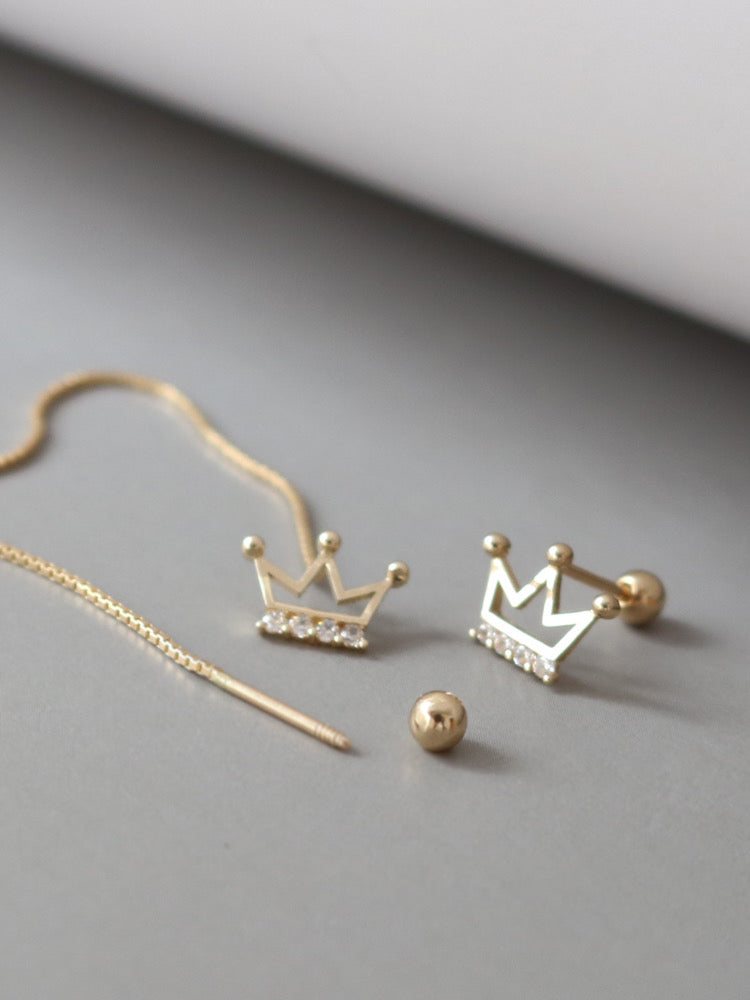 Asymmetric Princess Disco Chain Stud Earrings