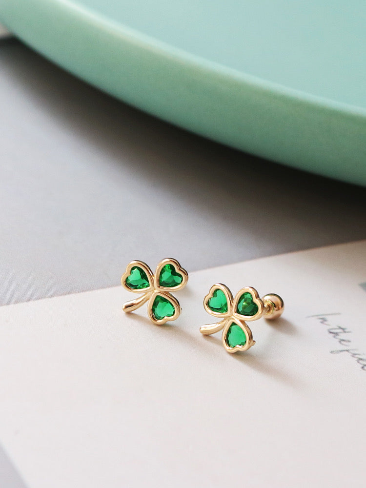 Window Clover Leaf Stud Earrings