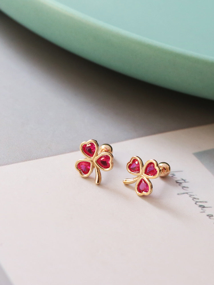 Window Clover Leaf Stud Earrings