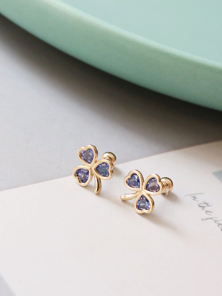 Window Clover Leaf Stud Earrings