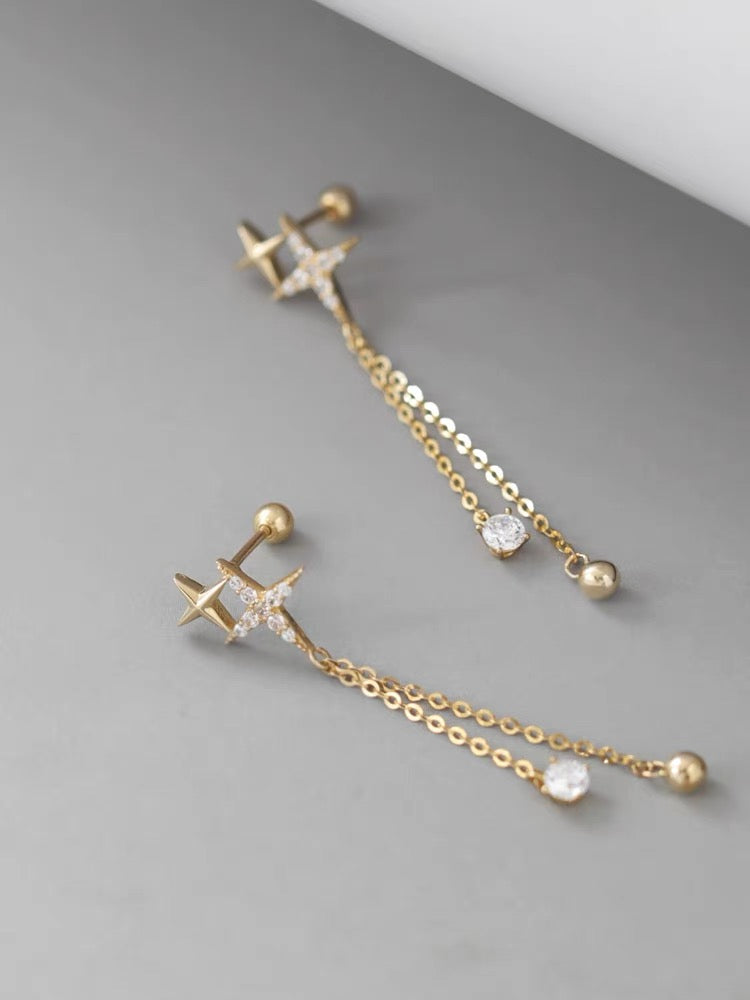 Bright Star Chain Stud Earrings