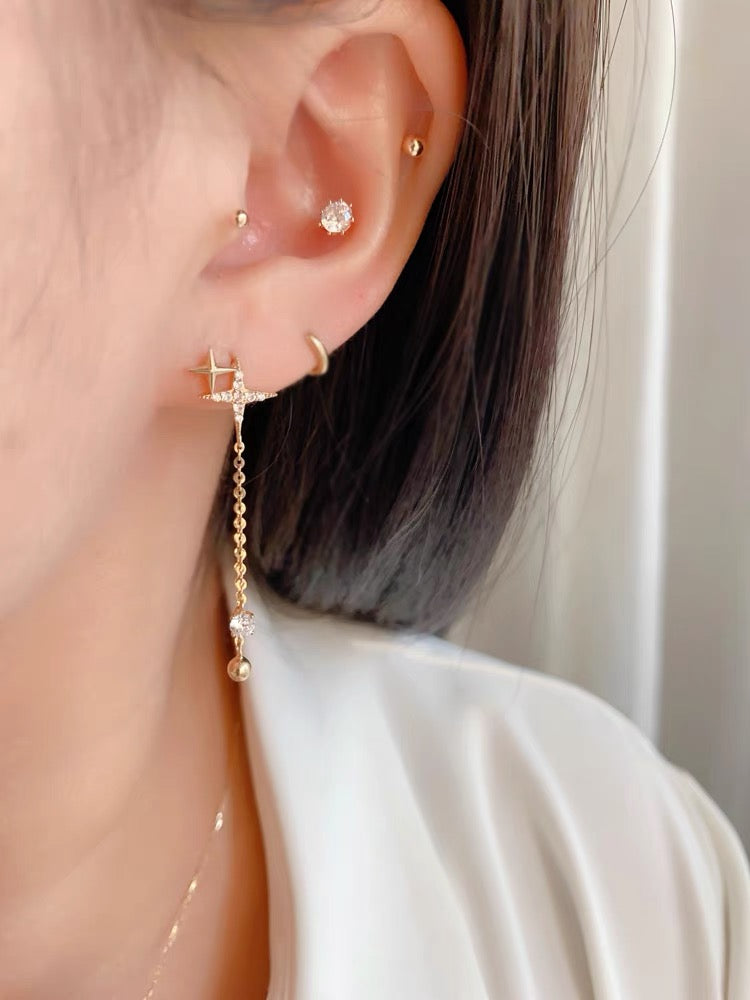 Bright Star Chain Stud Earrings