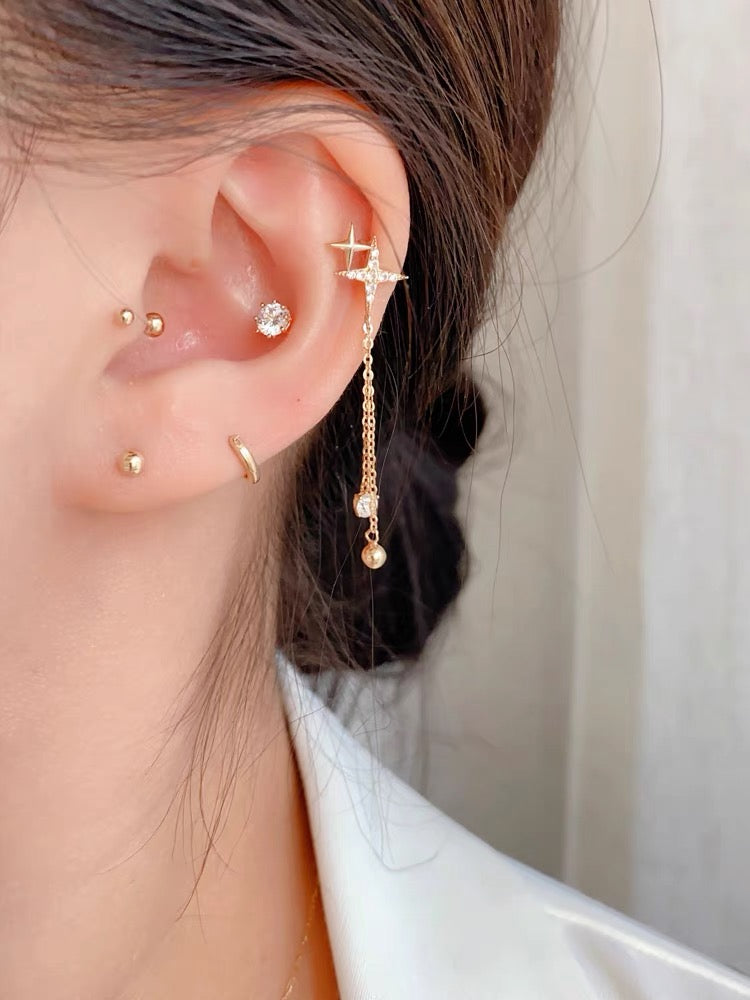 Bright Star Chain Stud Earrings