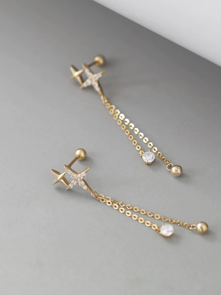 Bright Star Chain Stud Earrings