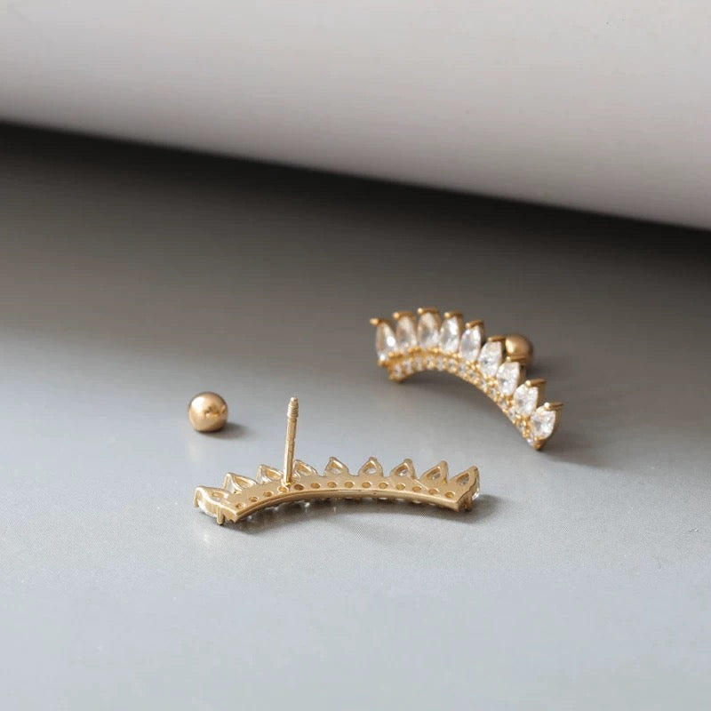 Large Gemstone Tiara Stud Earrings