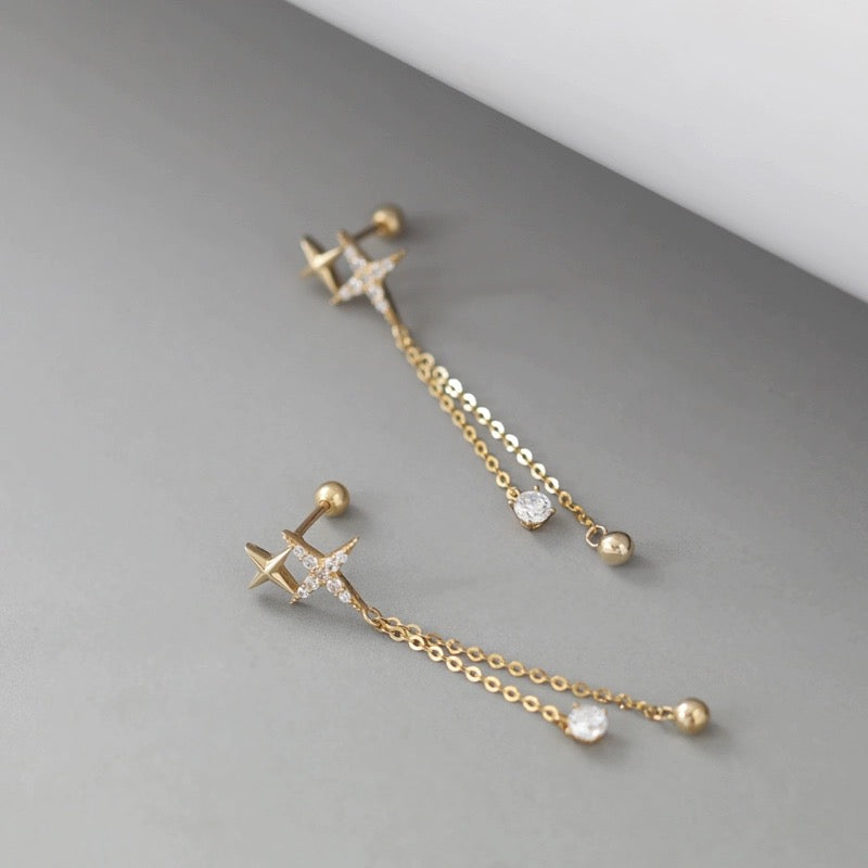 Bright Star Chain Stud Earrings