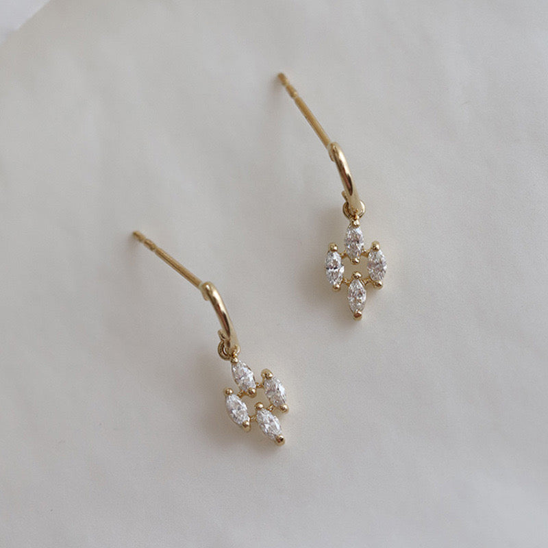 Rhombus Diamond Hook Stud Earrings