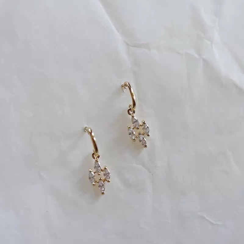 Rhombus Diamond Hook Stud Earrings