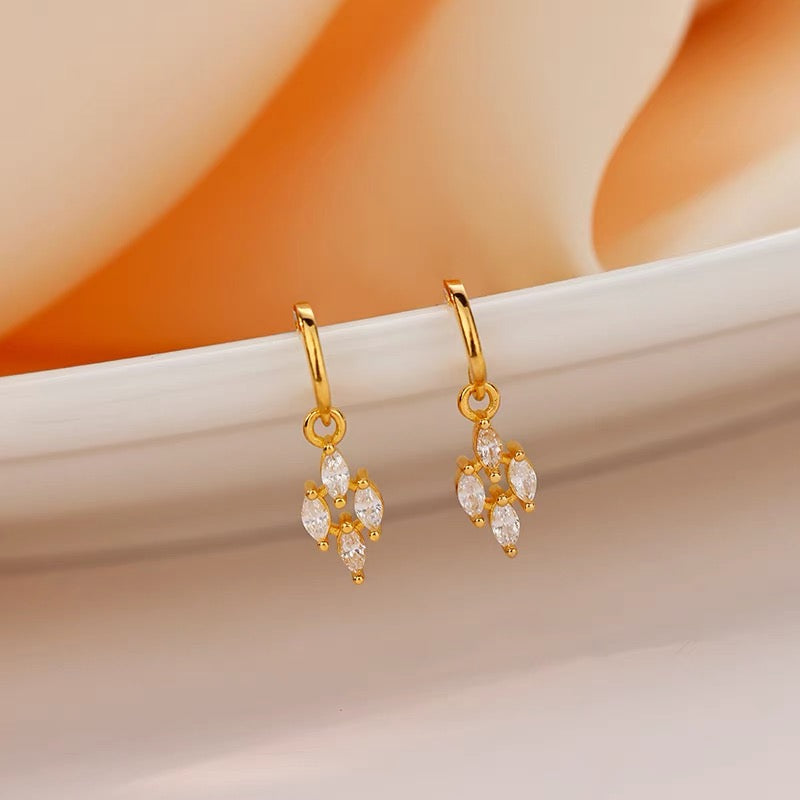 Rhombus Diamond Hook Stud Earrings