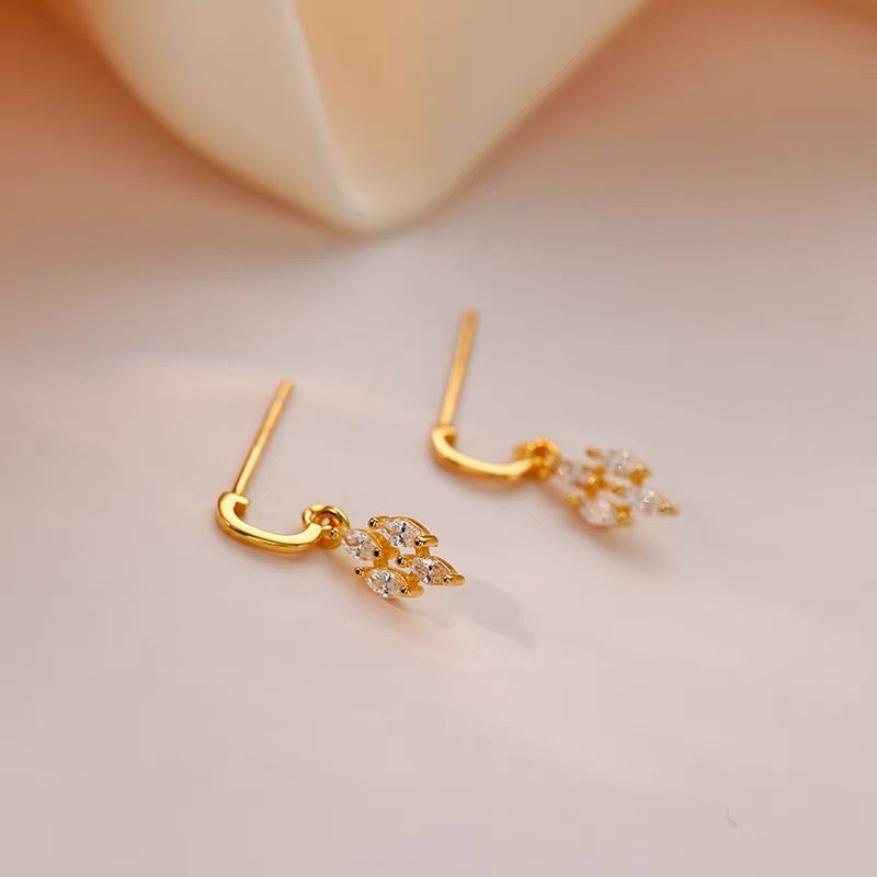 Rhombus Diamond Hook Stud Earrings