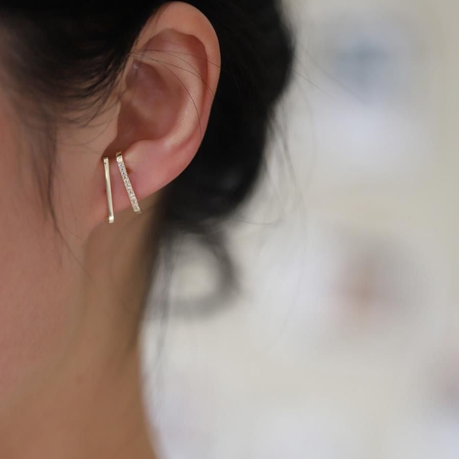 Lobe Panel Cuff Stud Earrings