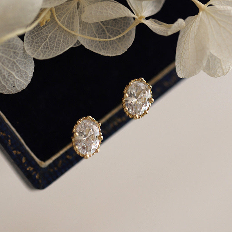 Beaded Mirror Stud Earrings