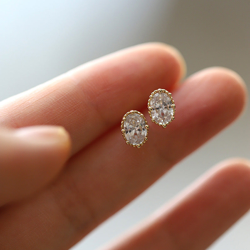 Beaded Mirror Stud Earrings