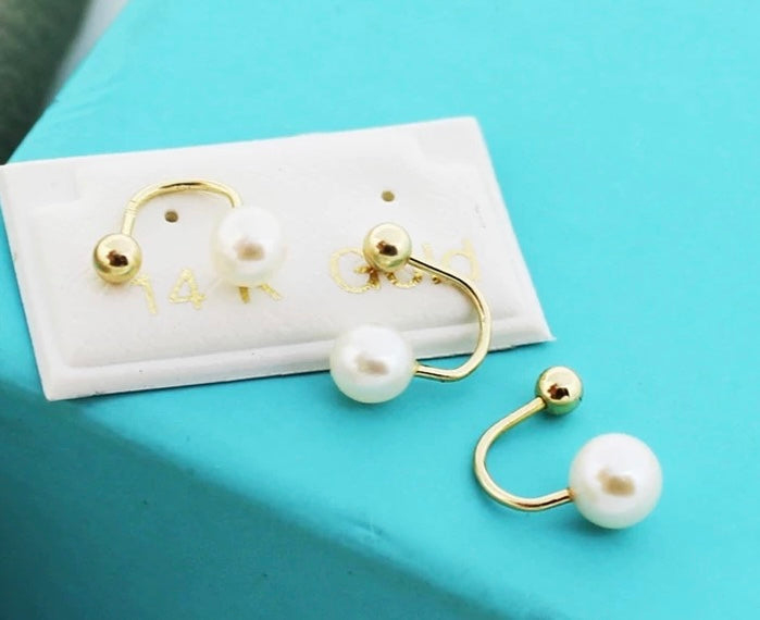 U-Bar Pearl Stud Earrings