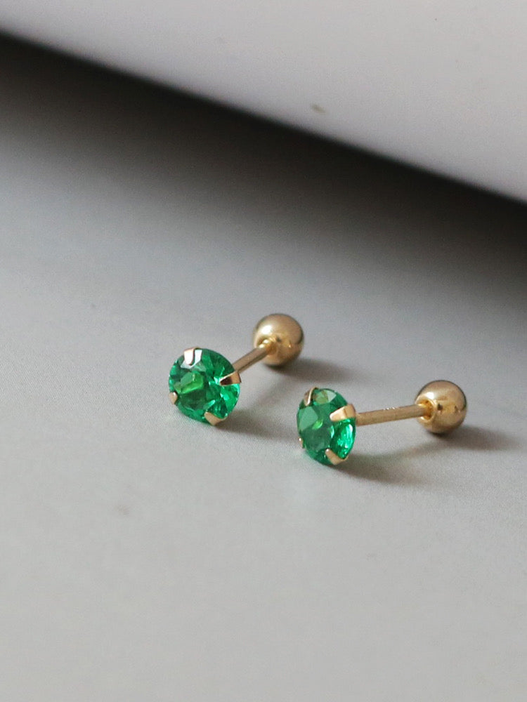 Four Claw Green Gem Stud Earrings